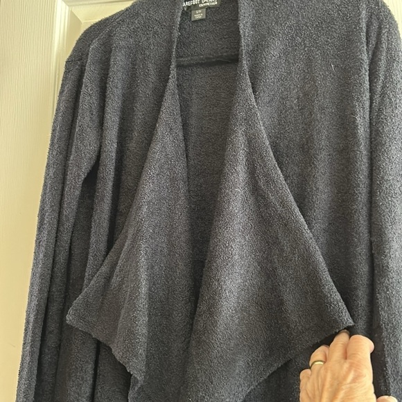 Barefoot Dreams CozyChic Lite Black Waterfall Open Front Cardigan - Picture 7 of 10